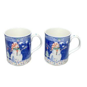 Epoch by Noritake Coffee Mugs Set of 2 Winter Snowman